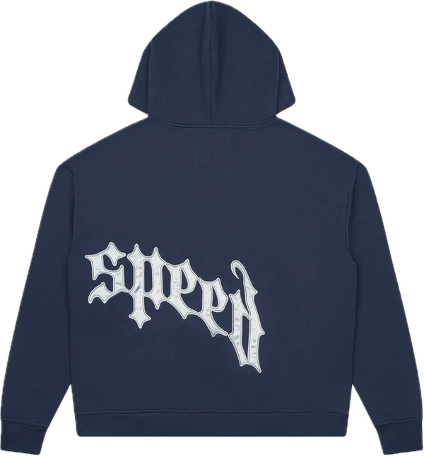 Godspeed OG Logo V2 Navy/Silver Satin Hoodie