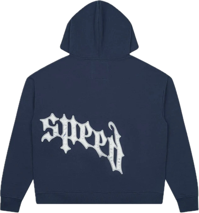 Godspeed OG Logo V2 Navy/Silver Satin Hoodie