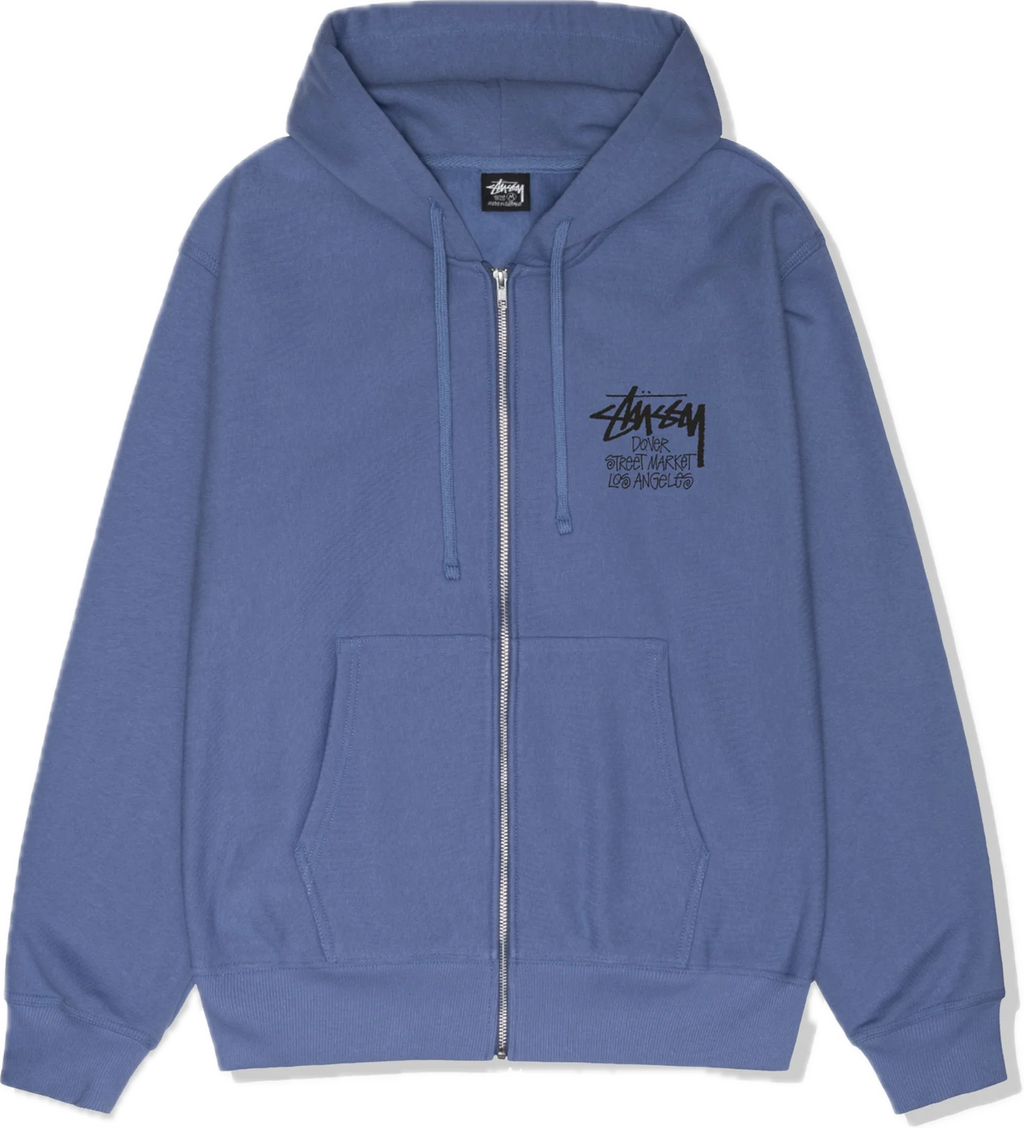 Stussy DSM L.A. Zip Up Hoodie Storm Blue – Courtside Kicks Stussy DSM L.A. Zip Up Hoodie Storm Blue – Courtside Kicks