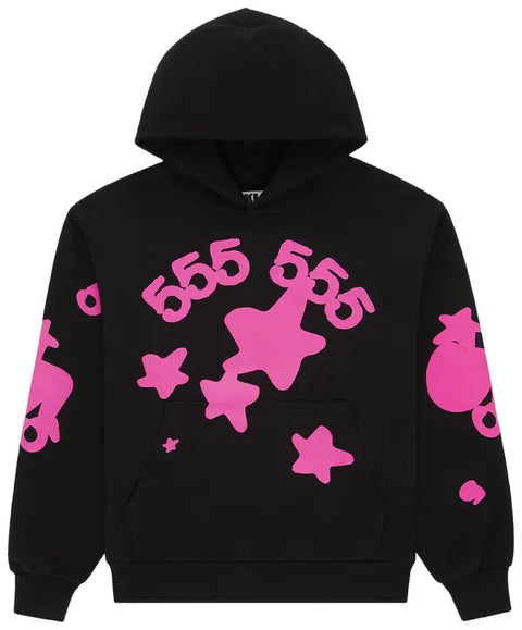 Sp5der Beluga Angel Number Black/Pink Hoodie