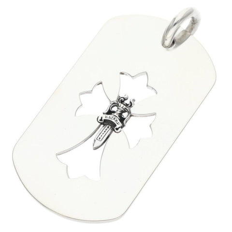 Chrome Hearts Cut Out Cross Dagger Dog Tag Pendant