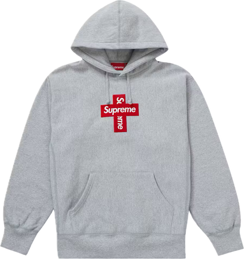 Supreme Cross Box Logo Heather Grey Hoodie