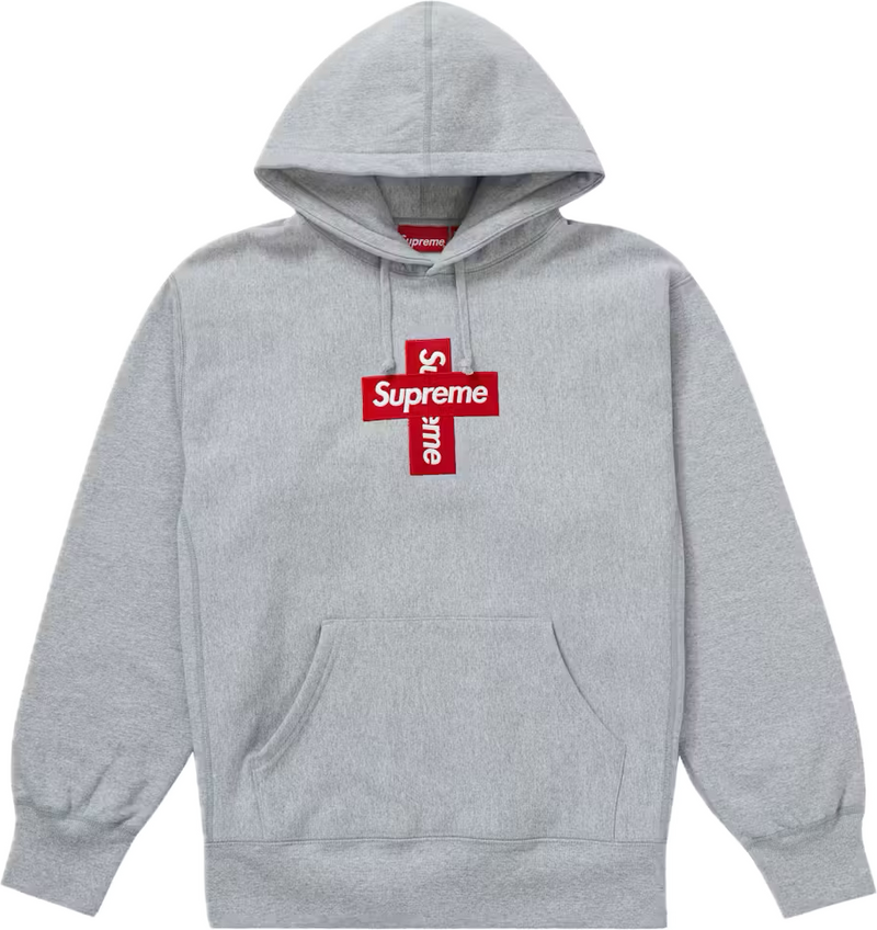 Supreme Cross Box Logo Heather Grey Hoodie