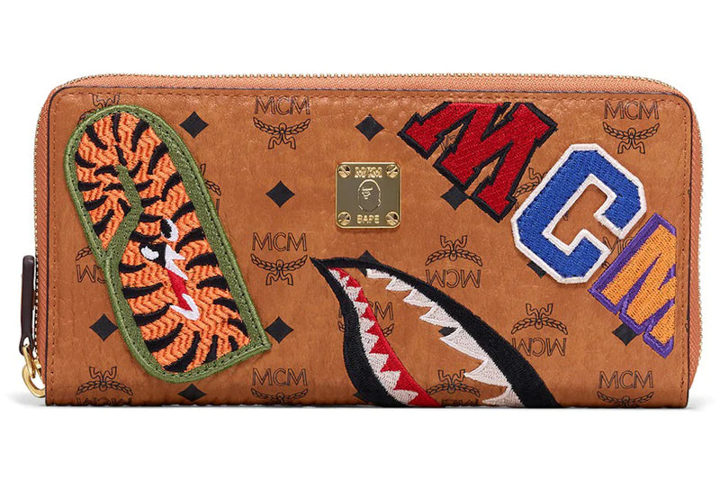 Bape x MCM Zip Around Brown Wallet