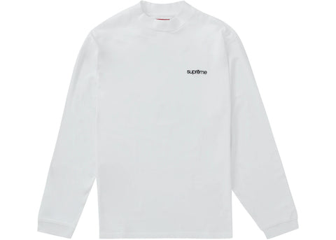 Supreme Trademark White Mock Neck L/S