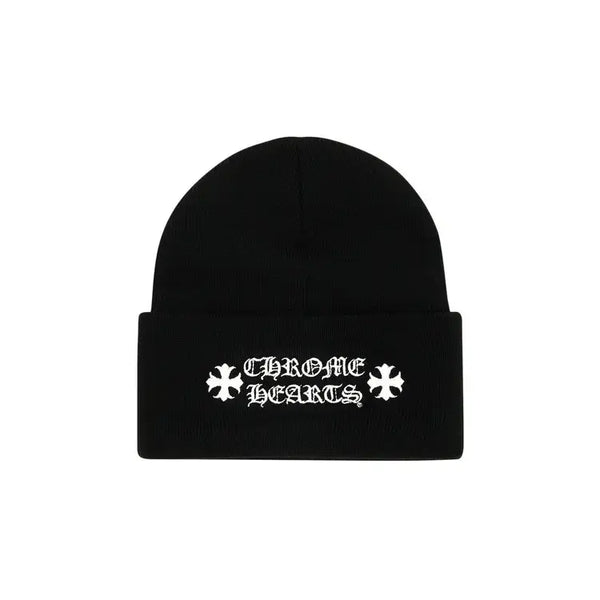 Chrome Hearts Stacked Black Beanie