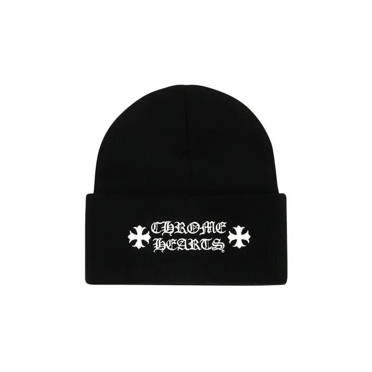 Chrome Hearts Stacked Black Beanie