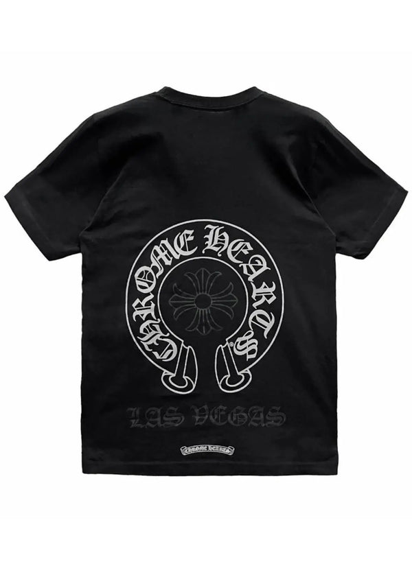 Chrome Hearts Vegas Silver Horseshoe Black Tee