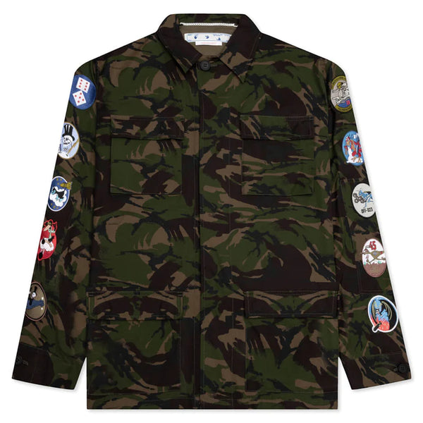 Off White Camou Patch Green Field Jacket