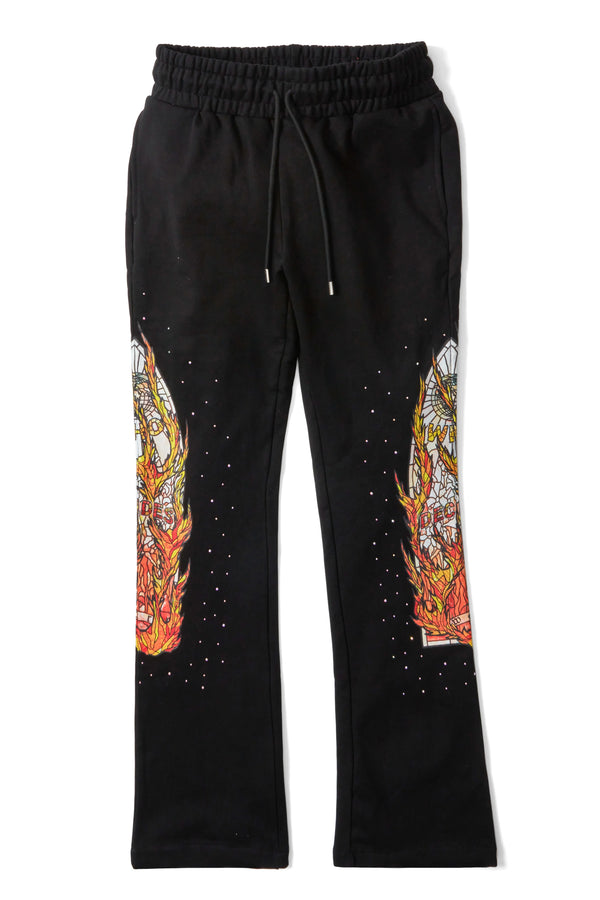 Who Decides War Flame Glass Coal Sweatpants