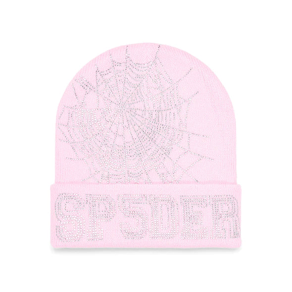 Sp5der Rhinestone Pink Beanie