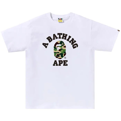Bape Green ABC Camo College White Tee