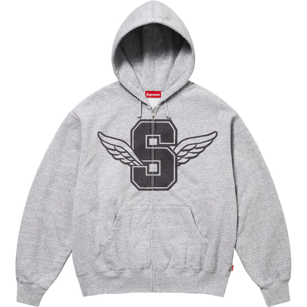 Supreme Winged Zip Up Grey Hoodie