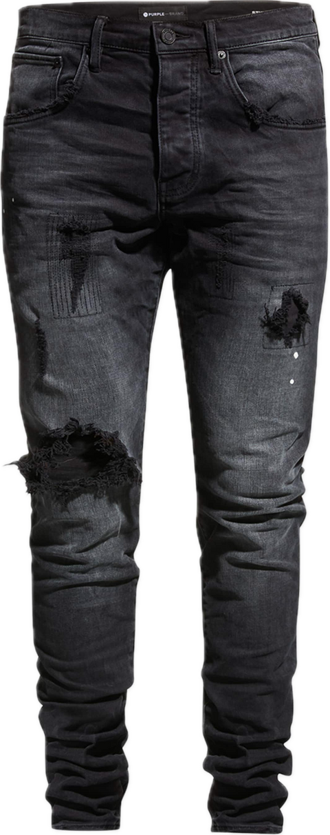 Purple P002 Black Repair Jeans