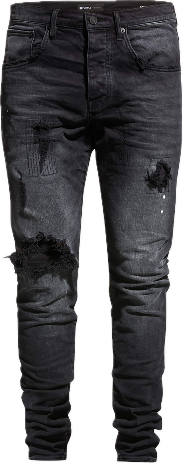 Purple P002 Black Repair Jeans