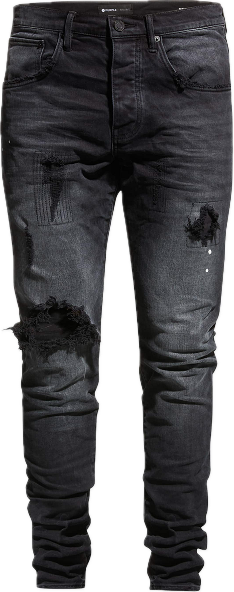 Purple P002 Black Repair Jeans