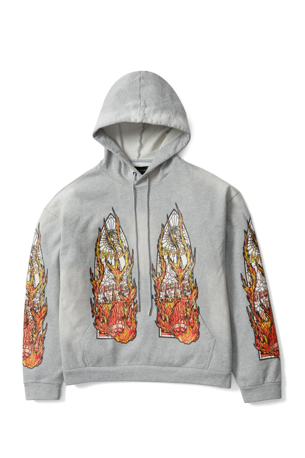 Who Decides War Flame Glass Gray Hoodie