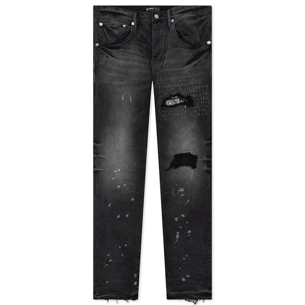 Purple P002 Bandana Patch Pocket Black Jeans