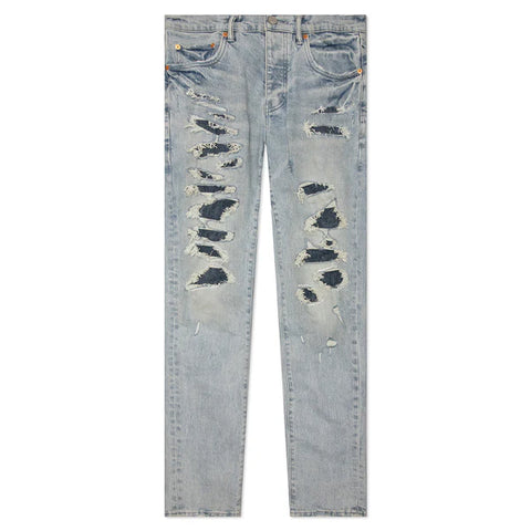 Purple P001 Light Indigo Destroy Repair Jeans