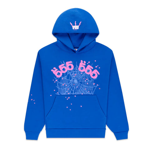 Sp5der Blue/Pink Angel Number Hoodie