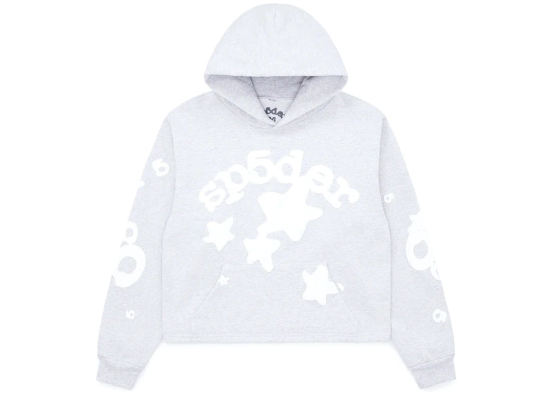 Sp5der Women's Cropped Beluga Grey Hoodie