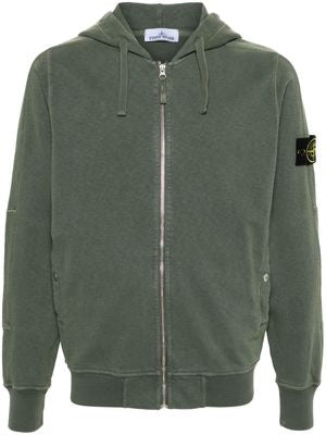 Stone Island Compass Badge Sage Green Zipped Hoodie