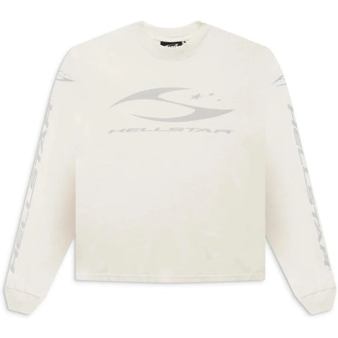 Hellstar Cursive Logo White L/S Tee