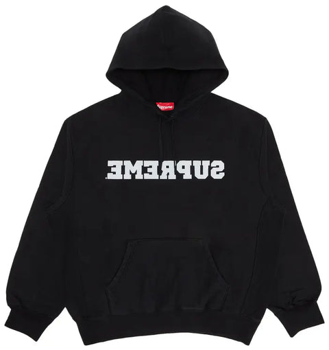 Supreme Reverse Logo Black Hoodie