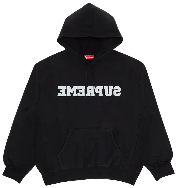 Supreme Reverse Logo Black Hoodie