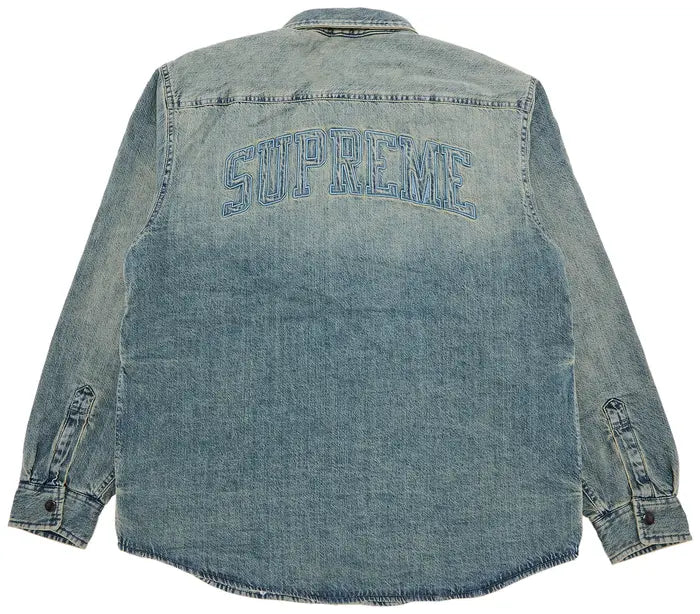 Supreme Sherling Lined Denim Indigo Work Shirt