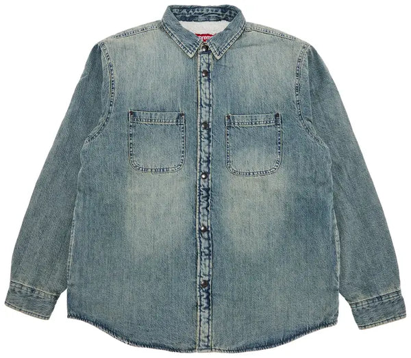 Supreme Sherling Lined Denim Indigo Work Shirt