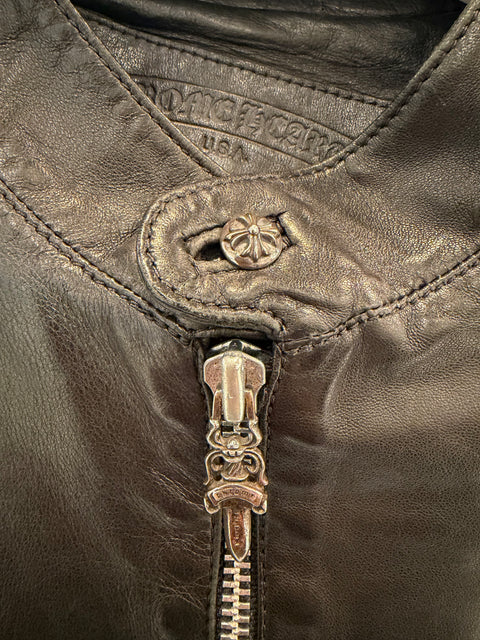 Chrome Hearts Cafe Racer Black Leather Jacket