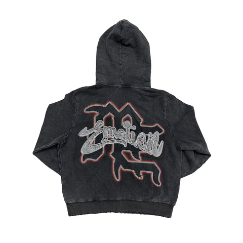 Mixed Emotion Rhinestone Black Zip Up