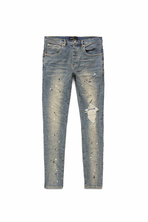 Purple P002 Mid Indigo Destroy Paint Jeans