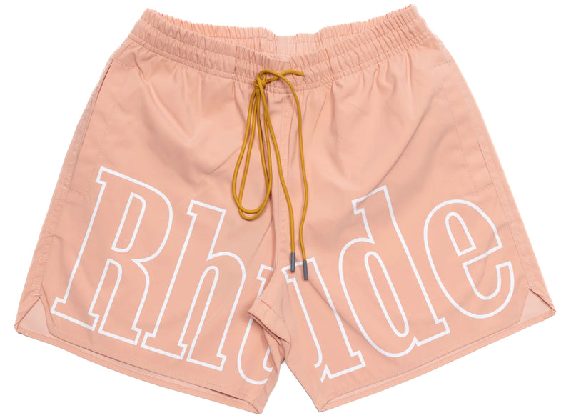 Rhude Logo Salmon Pink Swim Trunks