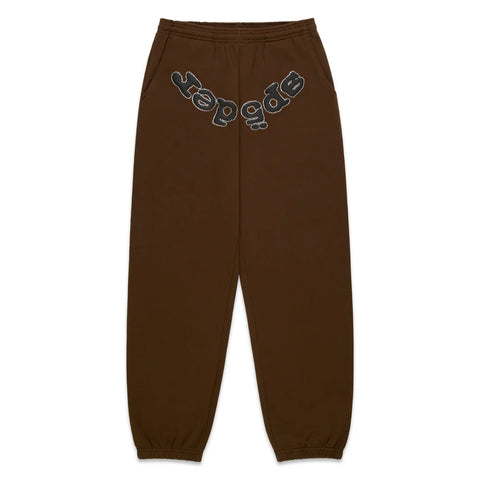 Sp5der OG Web Rhinestone Brown Sweatpants