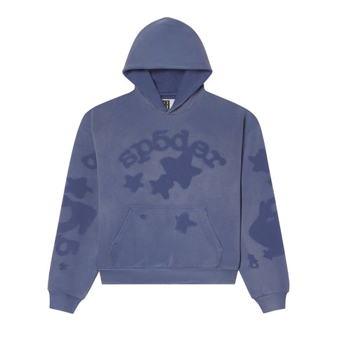 Sp5der Beluga Applique Steel Blue Hoodie