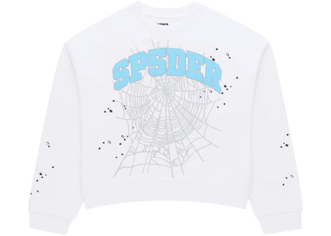 Sp5der Varsity Web White/Blue Crewneck