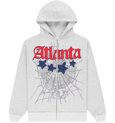 Sp5der Atlanta Heather Grey Full Zip Hoodie