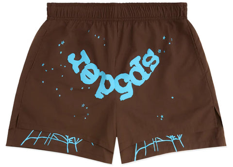 Sp5der Brown Double Layer Shorts