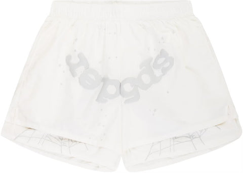 Sp5der OG Web White Double Layer Shorts