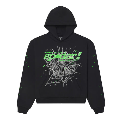 Sp5der P*nk V2 Onyx/Green Hoodie