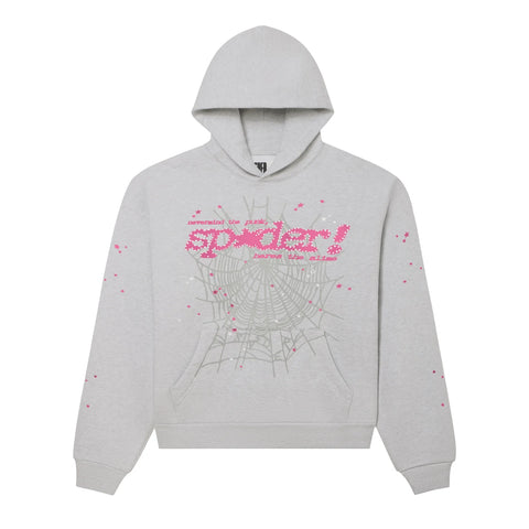 Sp5der P*nk V2 Heather Grey/Pink Hoodie