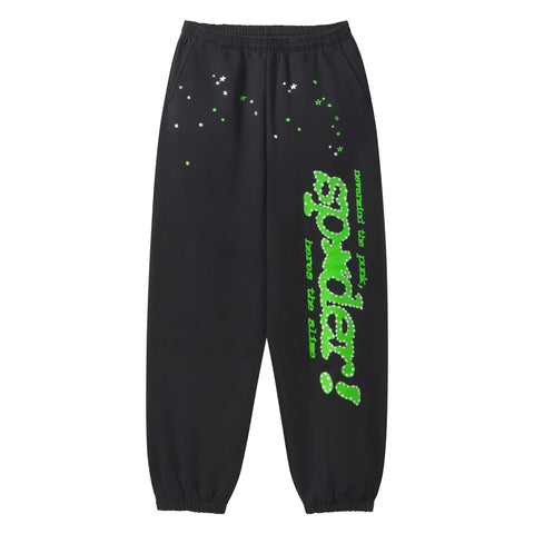 Sp5der P*nk V2 Onyx/Green Sweatpants