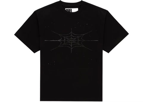 Sp5der Rhinestone Silk Black Tee