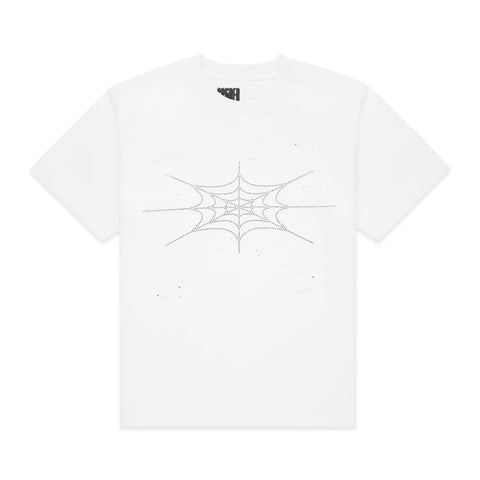 Sp5der Rhinestone Silk White Tee