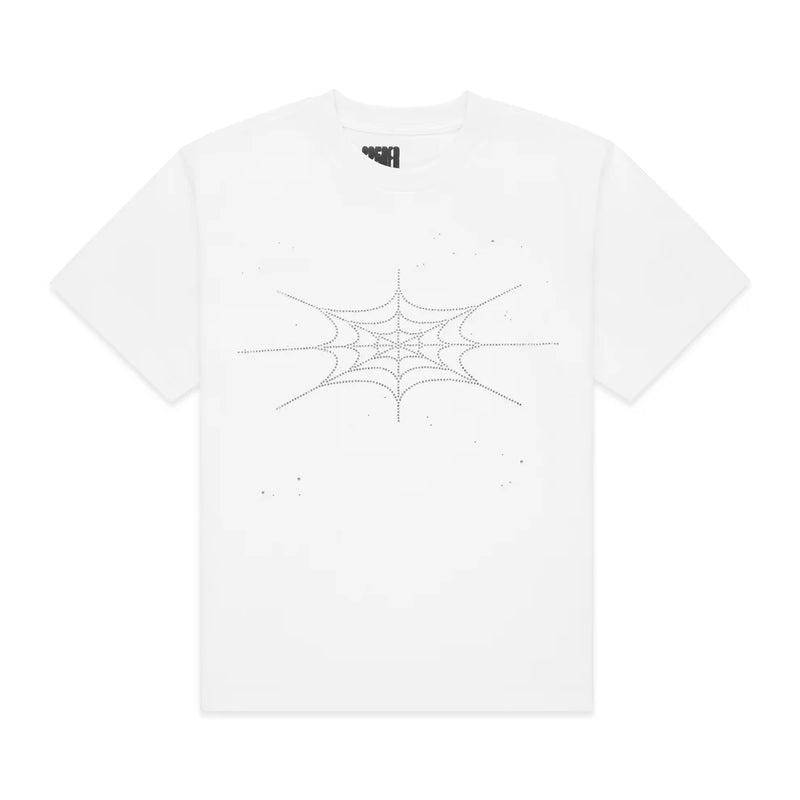 Sp5der Rhinestone Silk White Tee