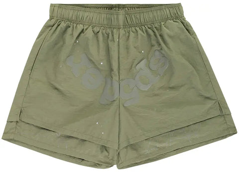 Sp5der Sage Green Double Layer Shorts