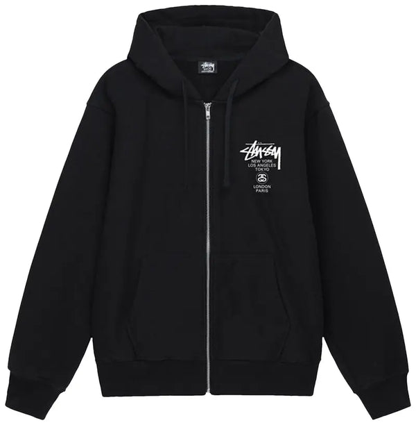 Stussy DSM L.A. World Tour Zip Up Hoodie Black