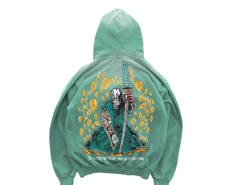 Warren Lotas Orange Skulls Green Hoodie